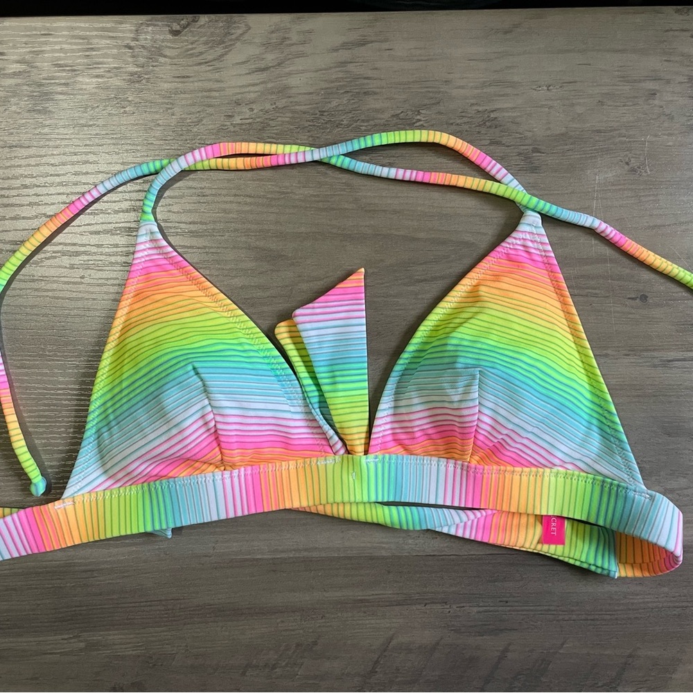 Rainbow Striped Bikini Top
